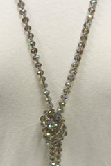 NK-2244 IRI TAUPE 60" hand knotted glass bead necklace