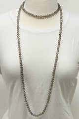 NK-2244 IRI TAUPE 60" hand knotted glass bead necklace