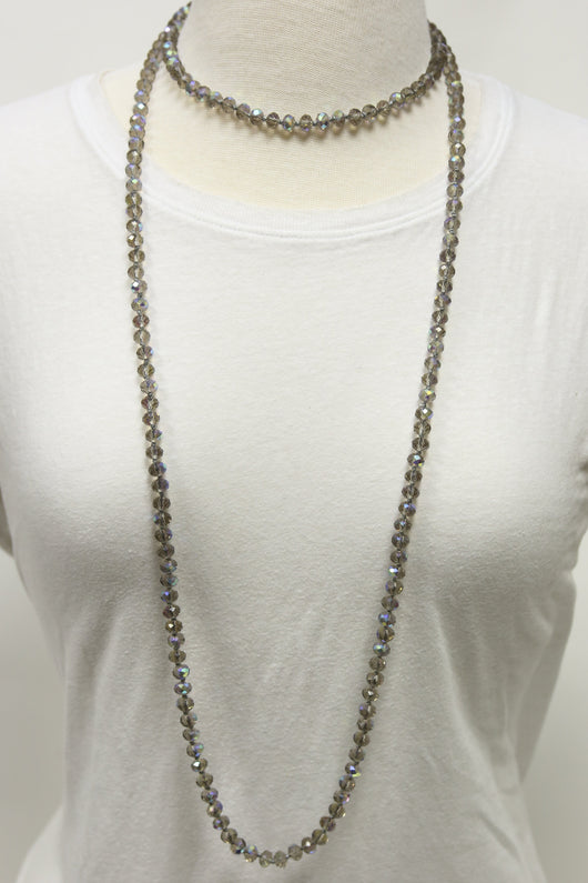 GLASS BEAD NECKLACE TAUPE GLASS BEAD NECKLACE TAUPE
