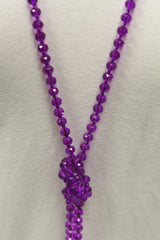 NK-2244 PURPLE 60" hand knotted glass bead necklace
