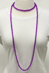 NK-2244 PURPLE 60" hand knotted glass bead necklace