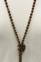 NK-2244 BROWN 60" hand knotted glass bead necklace
