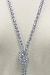 NK-2244 CLEAR LIGHT PUR 60" hand knotted glass bead necklace