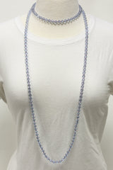 NK-2244 CLEAR LIGHT PUR 60" hand knotted glass bead necklace