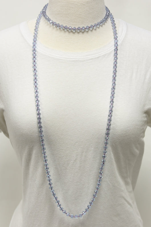 NK 2244 CLEAR LIGHT PUR 60 hand knotted glass bead necklace girliegirloriginals