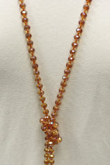 NK-2244 IRI RUST 60" hand knotted glass bead necklace