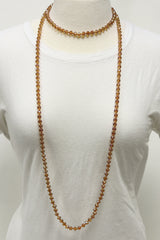 NK-2244 IRI RUST 60" hand knotted glass bead necklace