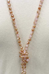NK-2244 PINK 2-TONE 60" hand knotted glass bead necklace
