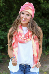 SF-7380 Tie Dye Scarf with C.C Rubber Patch - Orange/Peach