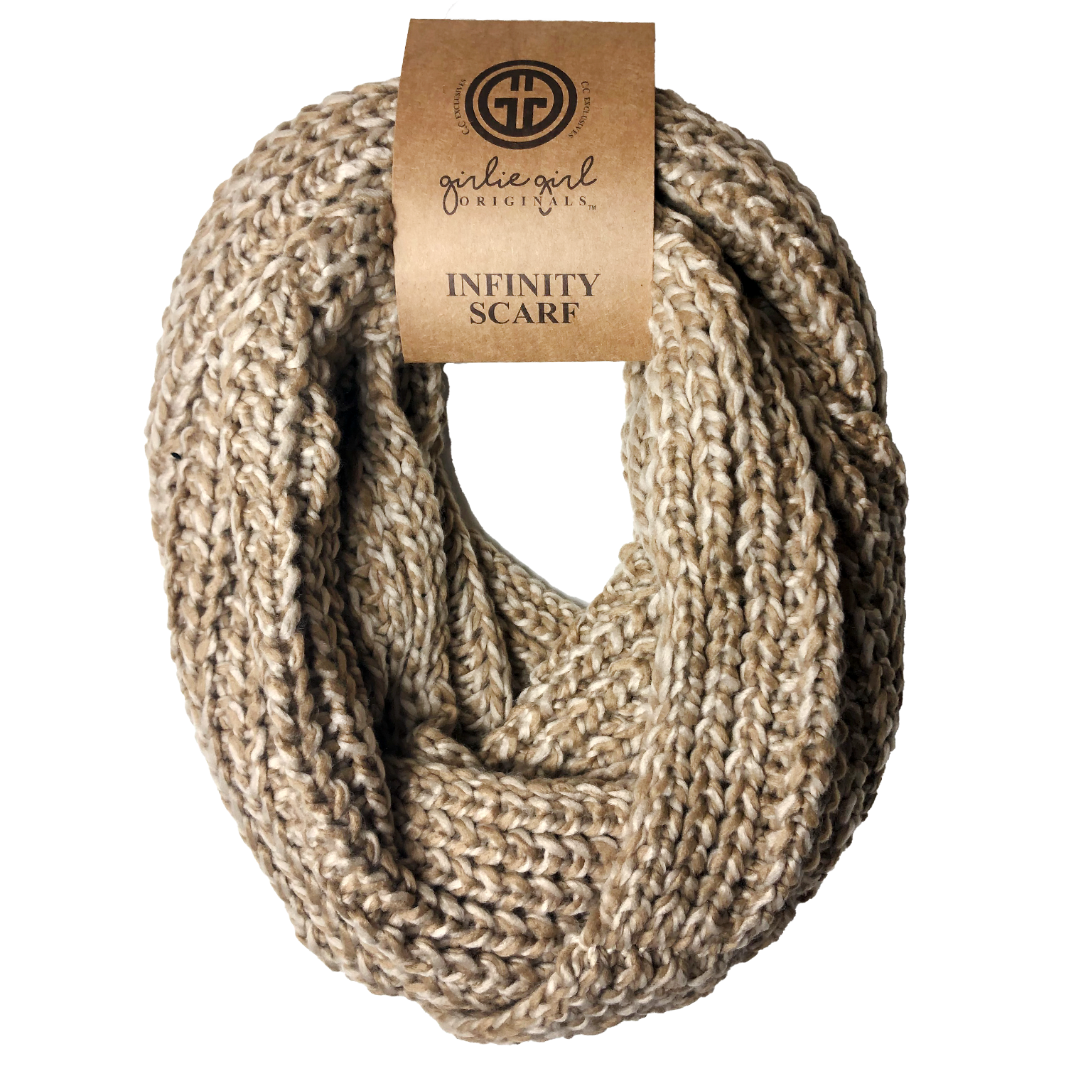 INF-123 BEIGE TAUPE CROCHET SCARF