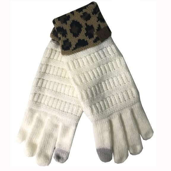 G-45 C.C Ivory Gloves with Leopard cuff