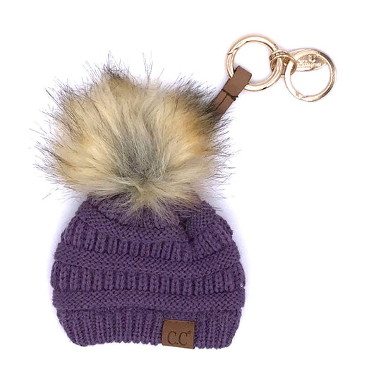 KB-43 Keychain W/FAUX FUR POM-Violet