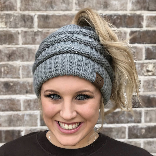 MB-730 SEQUIN BEANIE NATURAL GREY