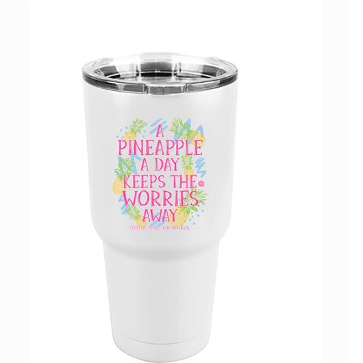TB2468 Pineapple A Day White Stainless Steel Tumbler