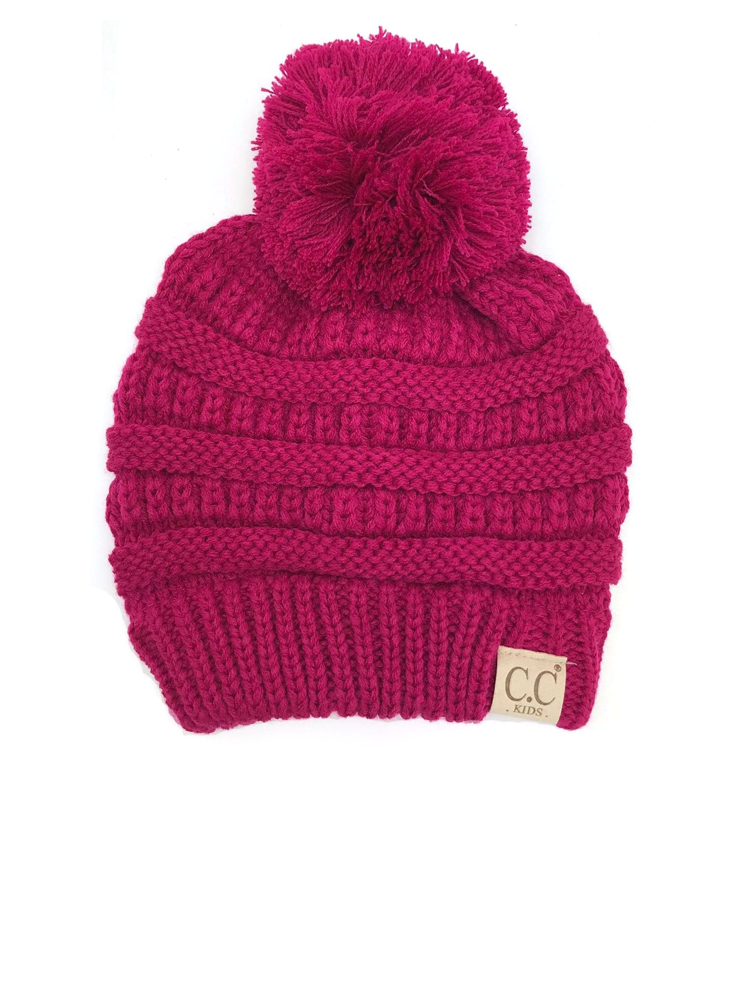 YJ-847 POM Hot Pink Kid Beanie