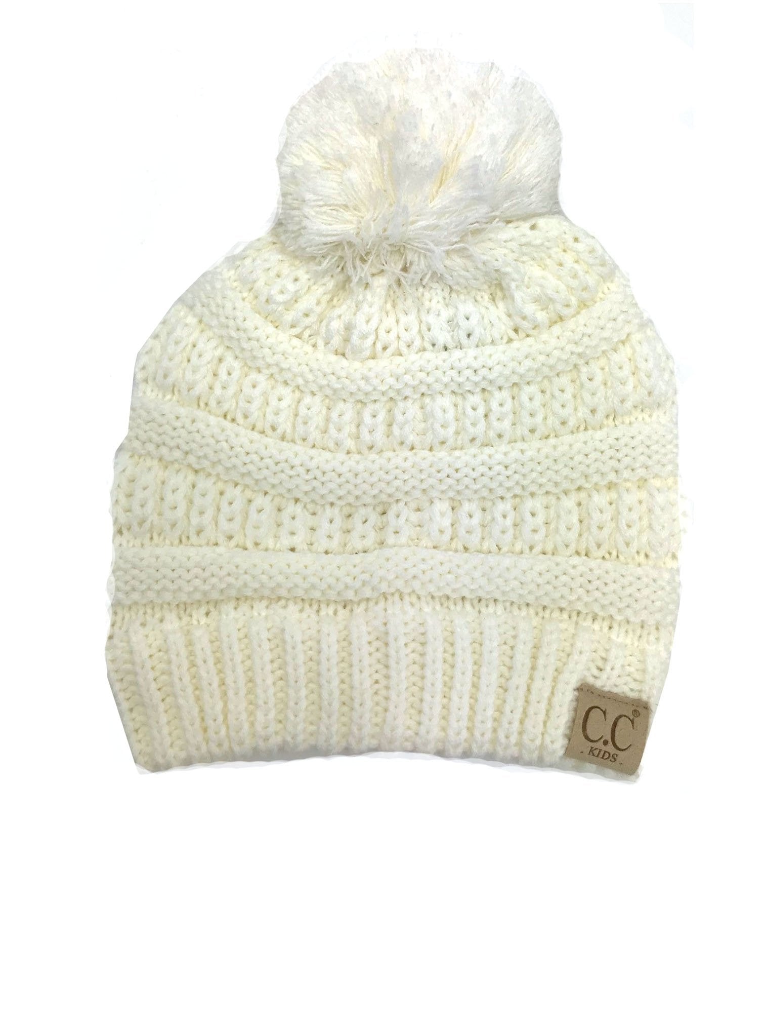 YJ-847 POM Ivory Kid Beanie