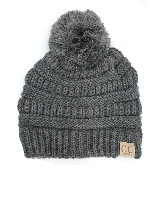 YJ-847 POM Light Melange Grey Kid Beanie