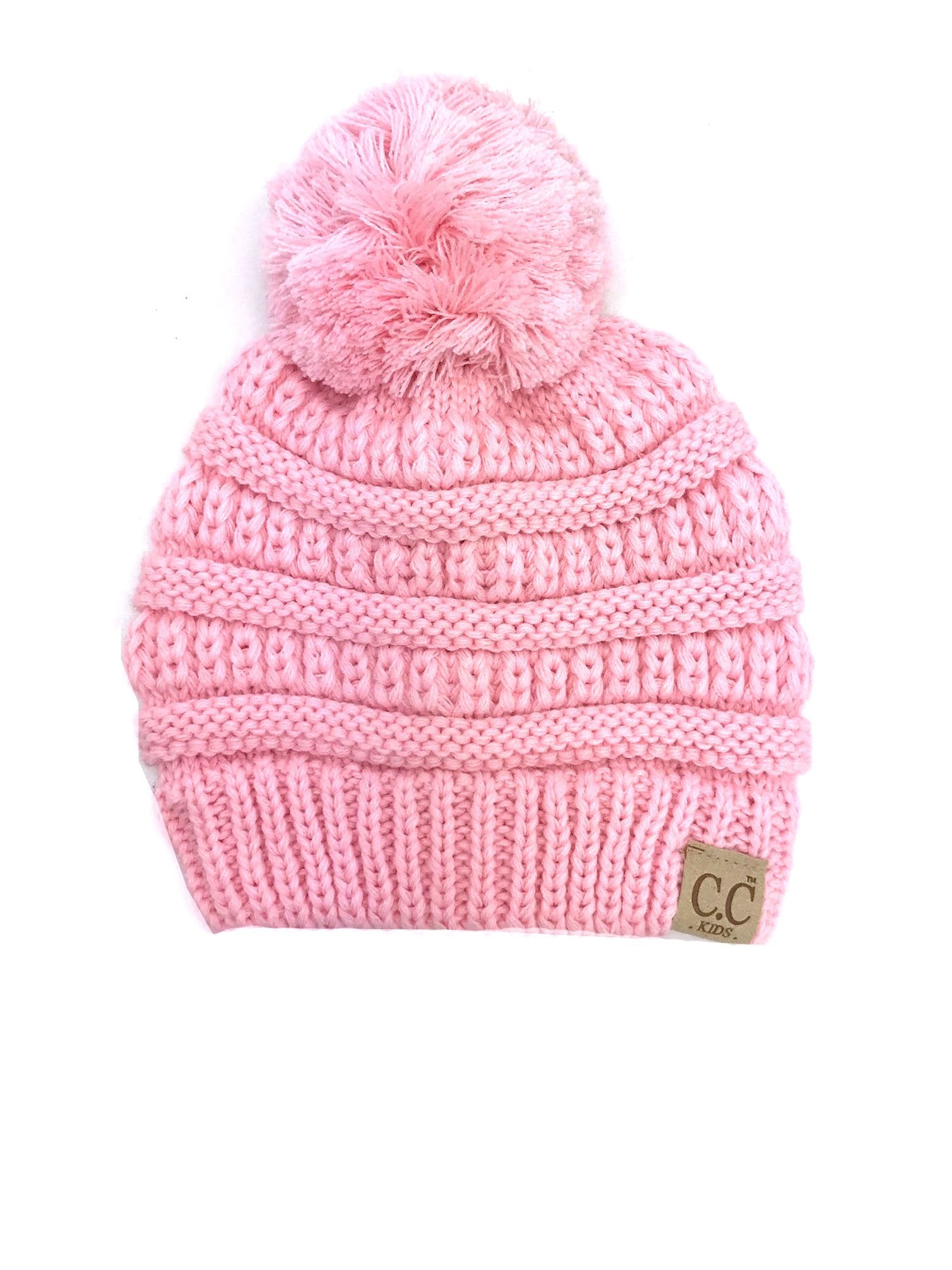 YJ-847 POM Pale Pink Kid Beanie