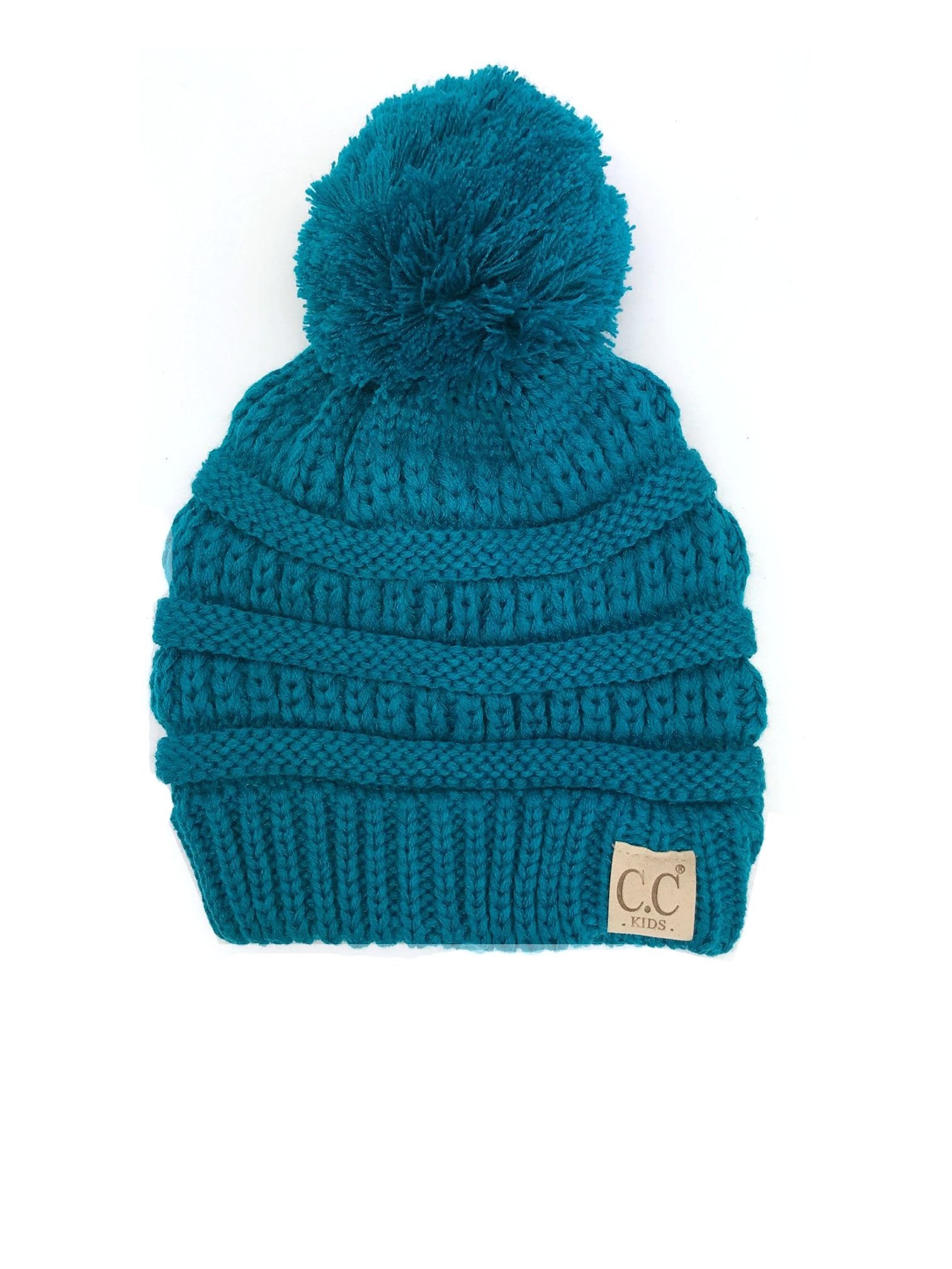 YJ-847 POM Teal Kid Beanie