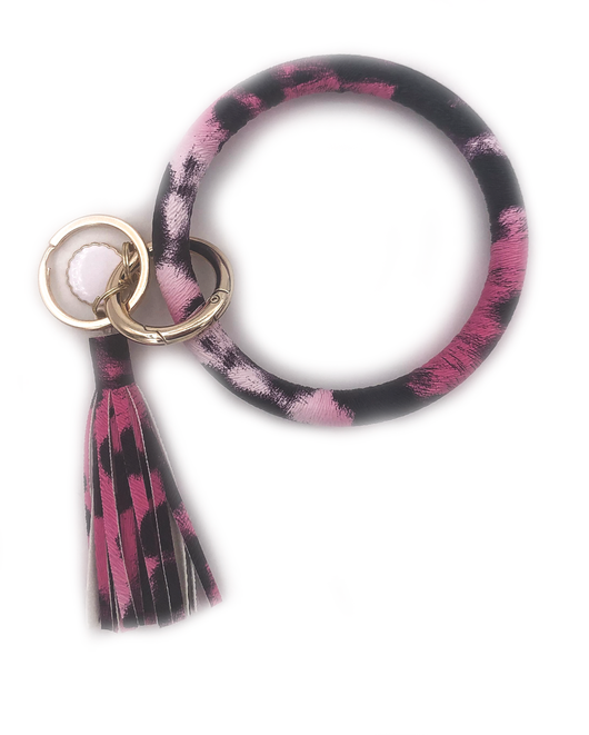 KC-8845 Pink Leopard Wristlet Key Chain