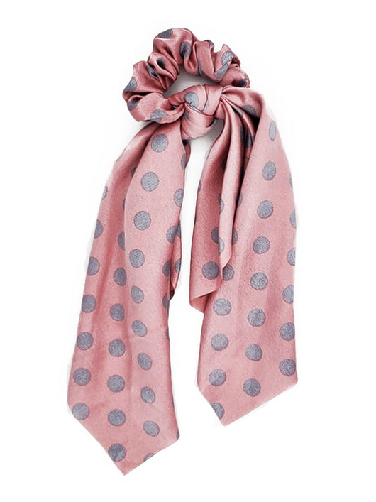 SCT-1009 Pink Grey Dot Scrunchie