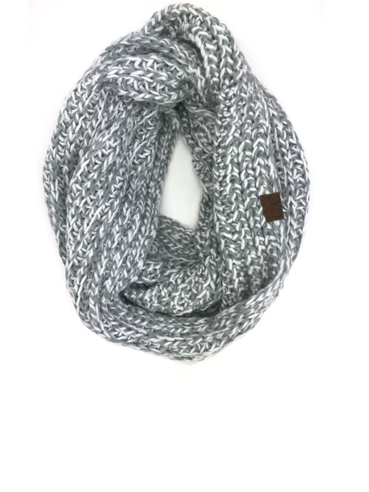 INF-123 IVORY NATURAL GREY CROCHET SCARF