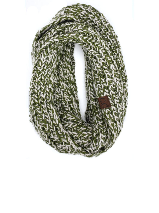 INF-123 OLIVE NATURAL CROCHET SCARF