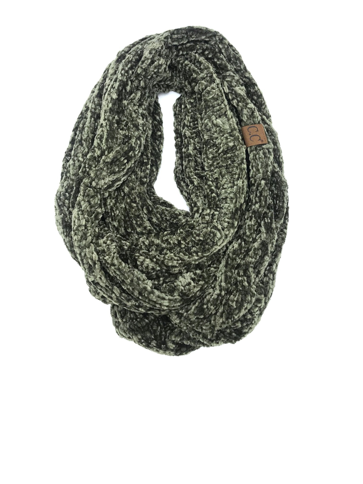 SF-30 NEW OLIVE VELOUR SCARF