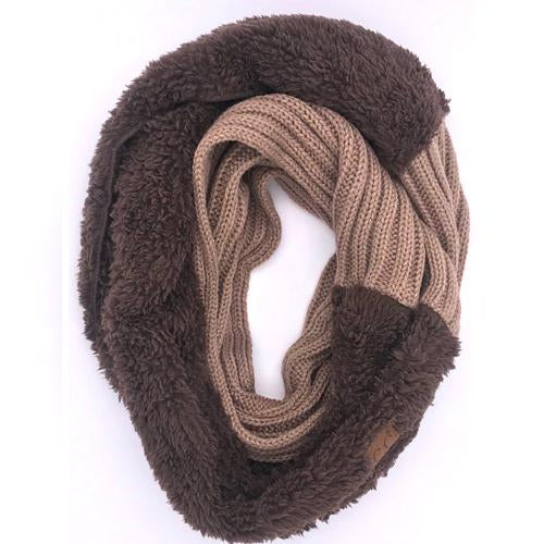 SF-88 Sherpa Infinity Scarf Taupe Brown