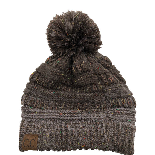 YJ-817 Ombre Speckled Pom Beanie - Brown