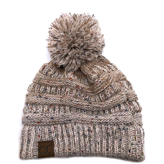 YJ-817 Ombre Speckled Pom Beanie - Oatmeal