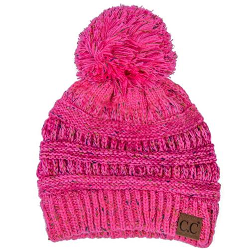 YJ-817 Ombre Speckled Pom Beanie - Bubblegum