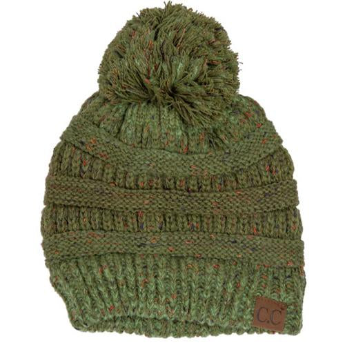 YJ-817 Ombre Speckled Pom Beanie - Olive