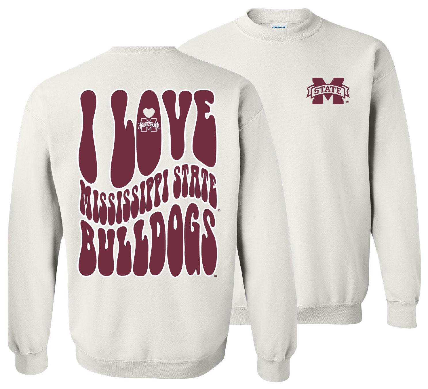 College-Mississippi State Love Team Sweatshirt-White
