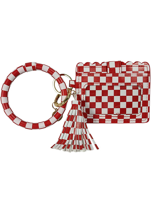 CL-7848 Wristlet ID Wallet Check Red