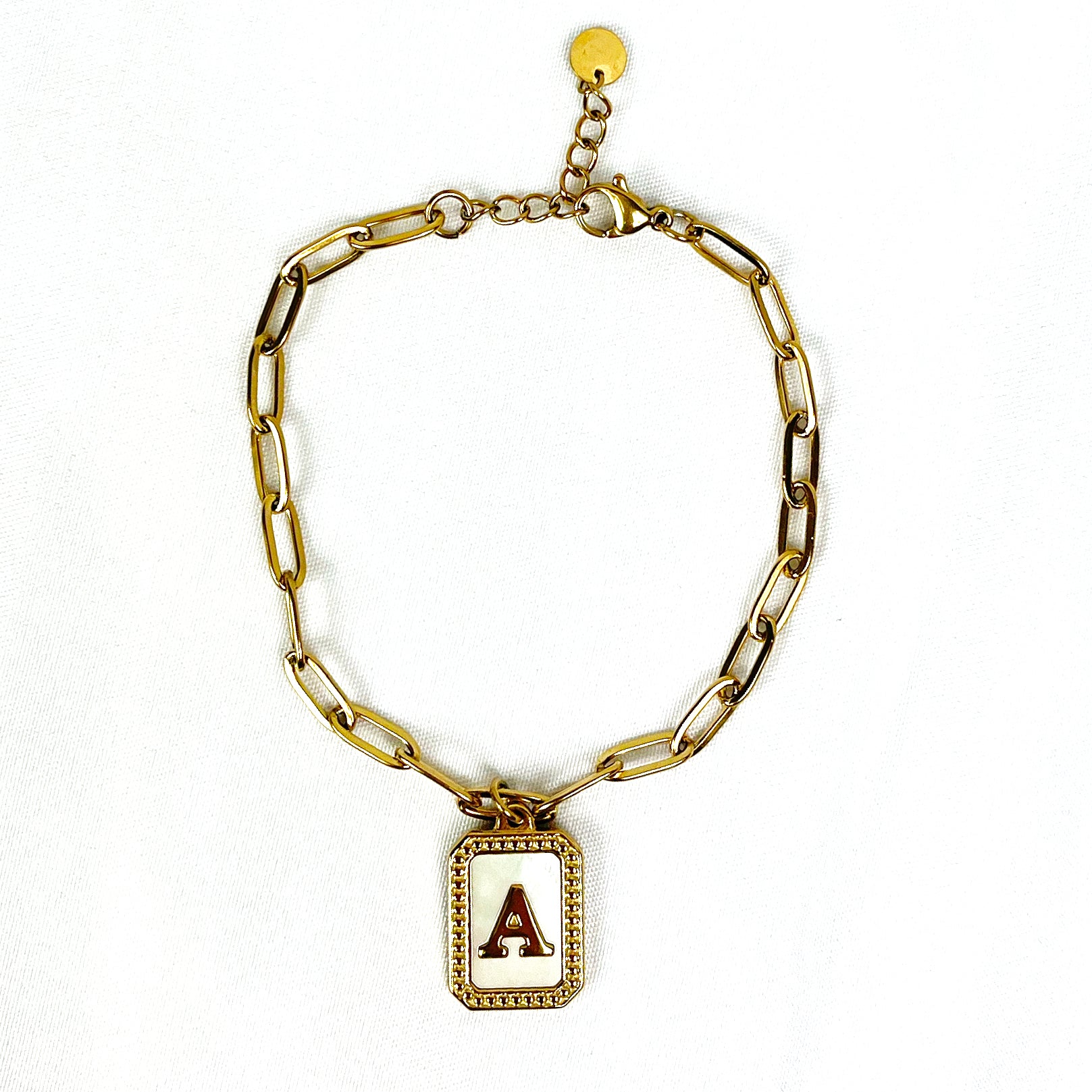 BR-8252 Initial Ivory Plate Bracelet