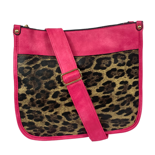LP-7282 Crossbody Leopard Purse-Hot Pink (Rose)