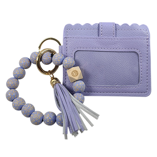 CL-7311 Beaded Leopard Wristlet ID Wallet Light Purple