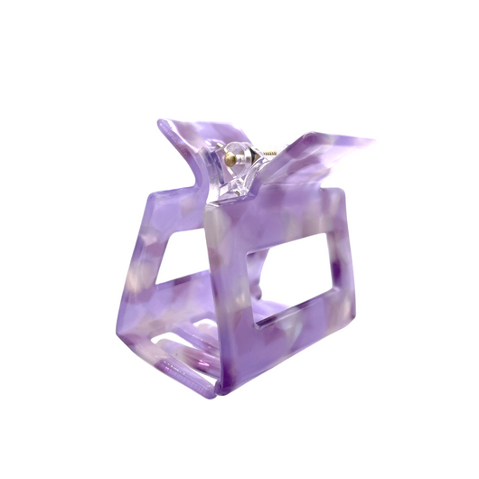 HCS-14M Small Square Hair Clip-Purple White