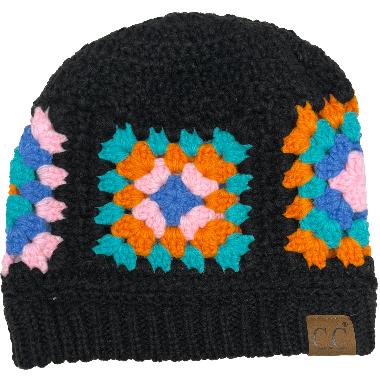 Hat-7393 C.C Hand Crocheted Beanie-Black