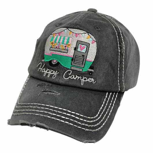 KBV-1276 Happy Camper-Torn Look-Black