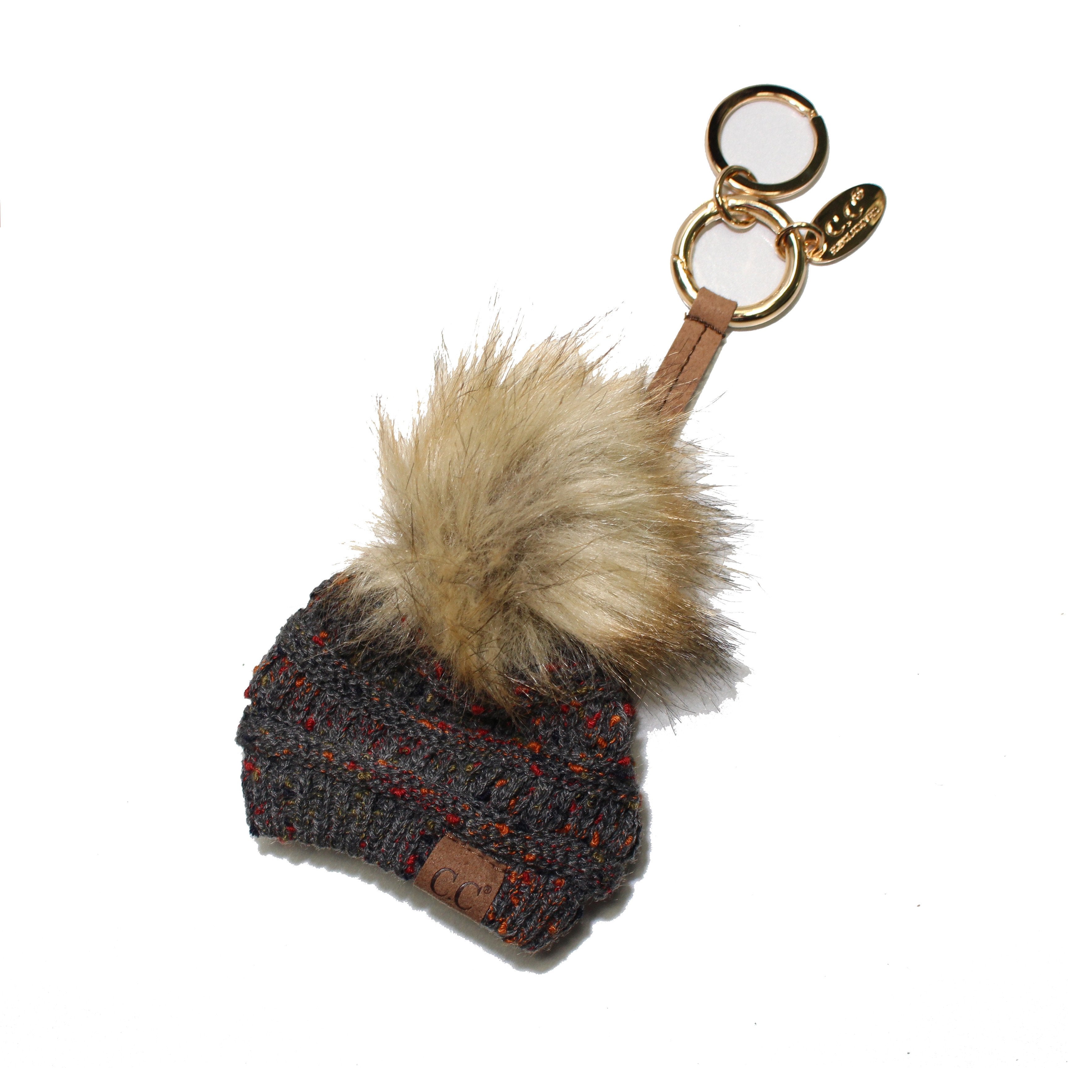 KB-33 Dark Melange Grey Speckled Beanie Keychain