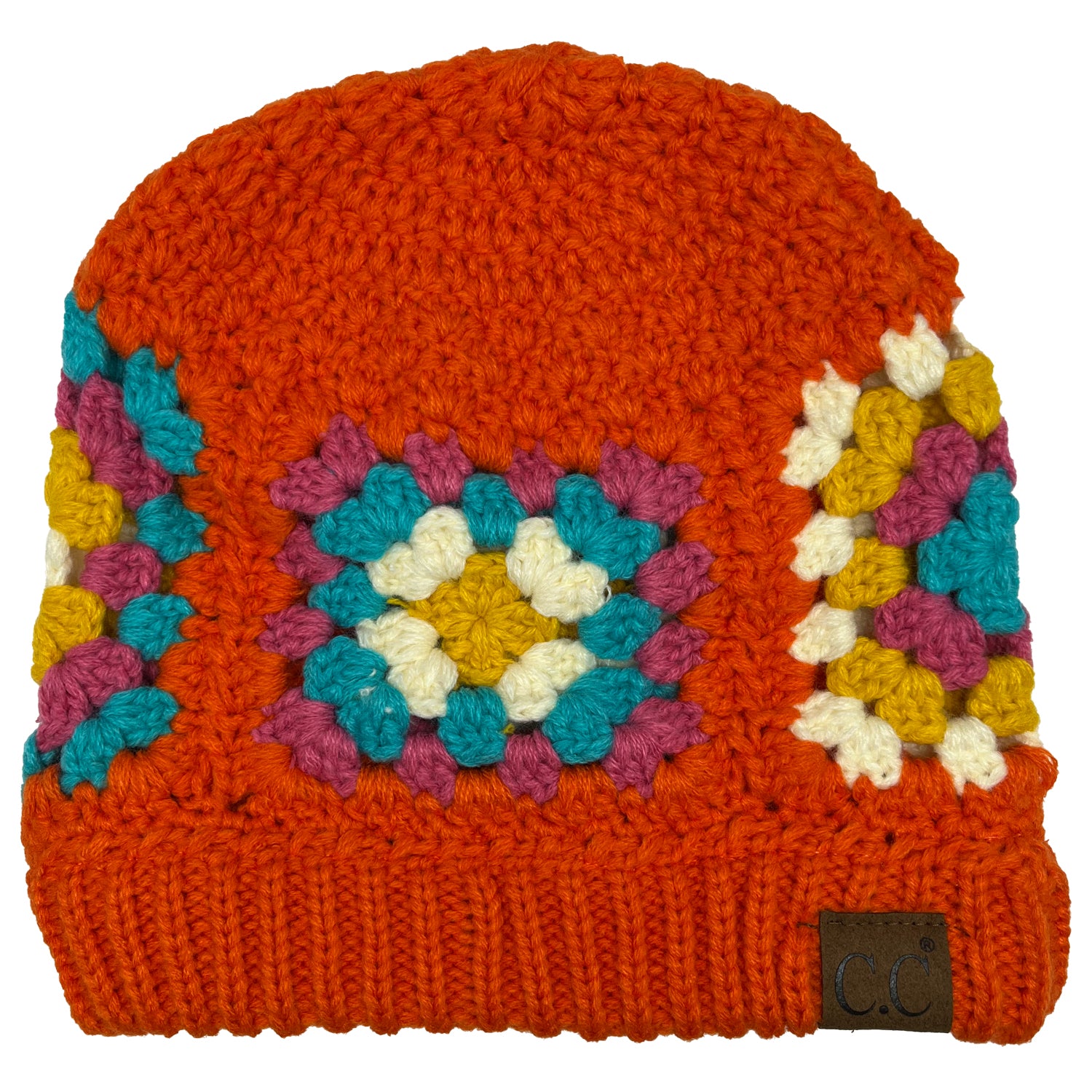 Hat-7393 C.C Hand Crocheted Beanie-Orange