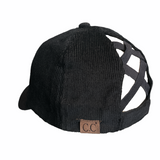 BT-937 Corduroy Criss Cross Cap Black