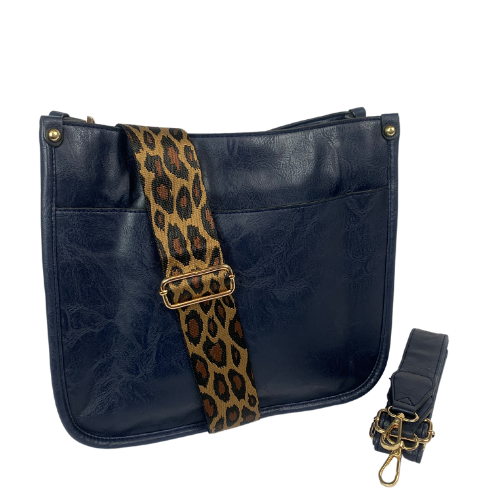 PS-7181 Crossbody Leopard Strap Purse-Navy