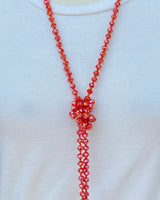 NK-2244 ORANGE 60 hand knotted glass bead necklace