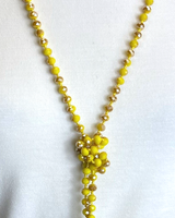 NK-2244 MUSTARD  MULTI COLOR 60 hand knotted glass bead necklace