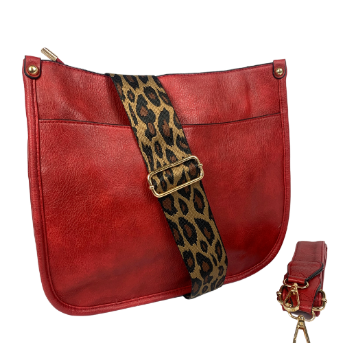 PS-7181 Crossbody Leopard Strap Purse-Red
