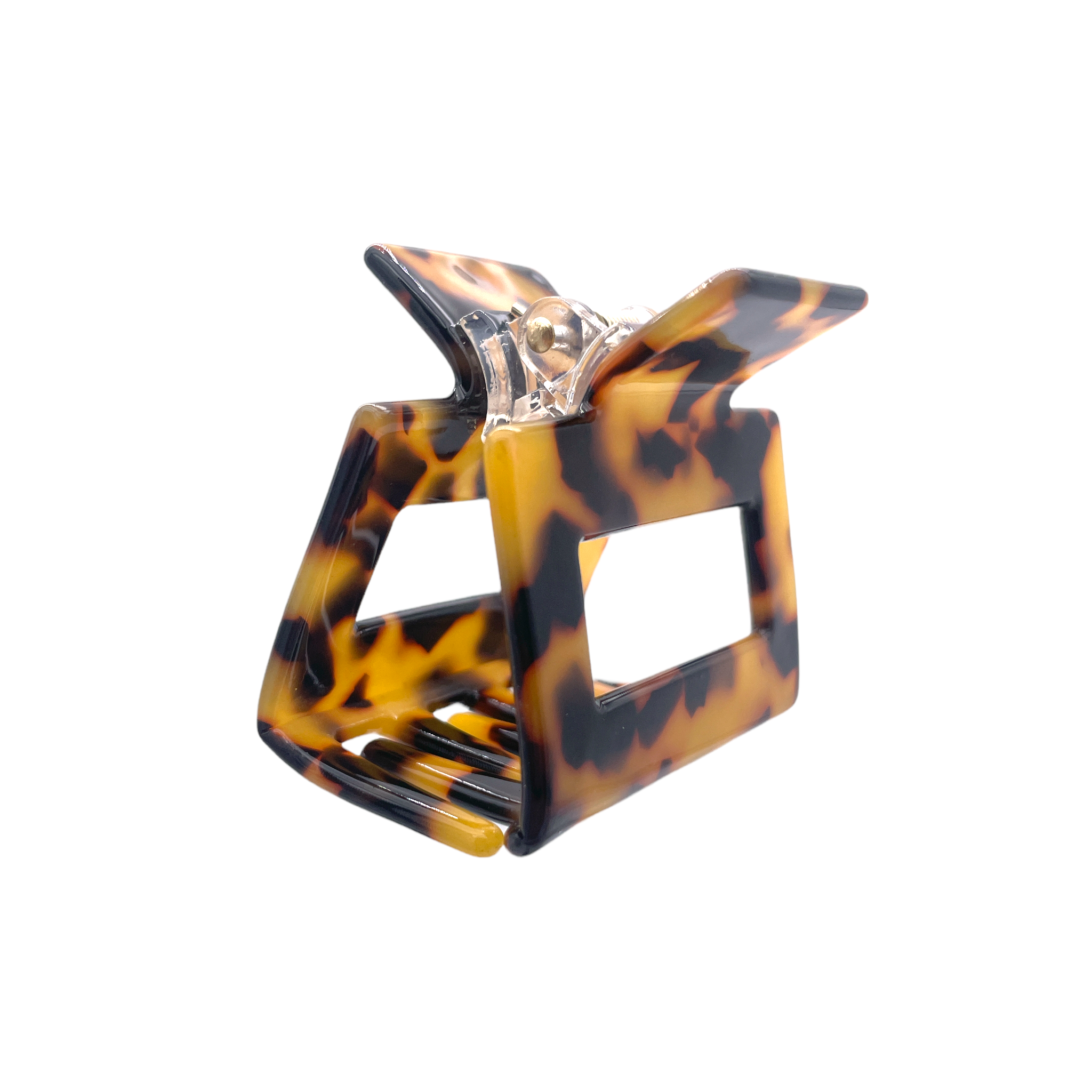 HCS-14M Small Square Hair Clip-Dark Tortoise