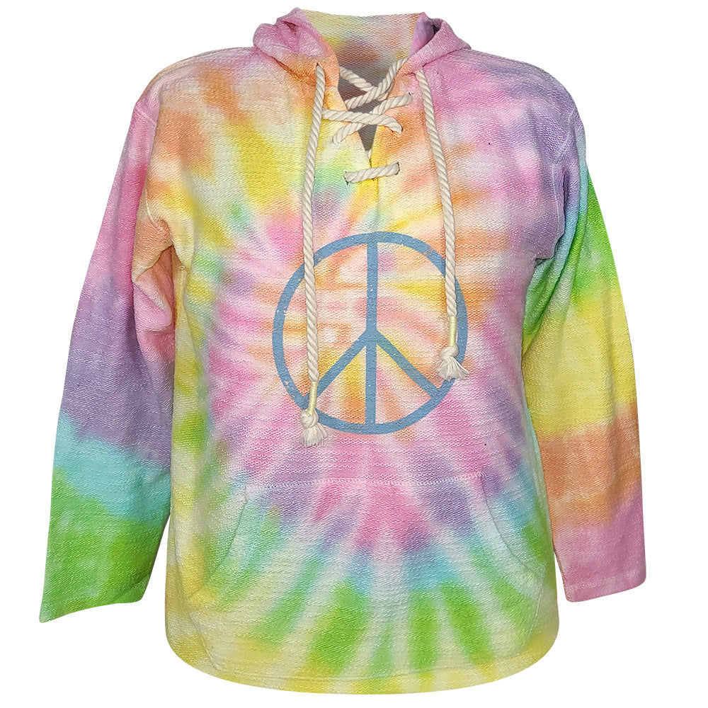 GGO-2497 Girlie Girl Originals Peace Sign Sweatshirt Hoodie Tie Dye - Dreamsicle Swirl
